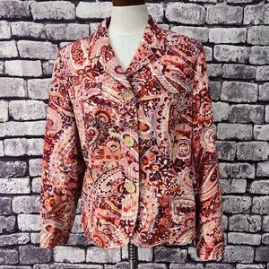 Coldwater Creek Multicolored Button Down Jacket Size 16